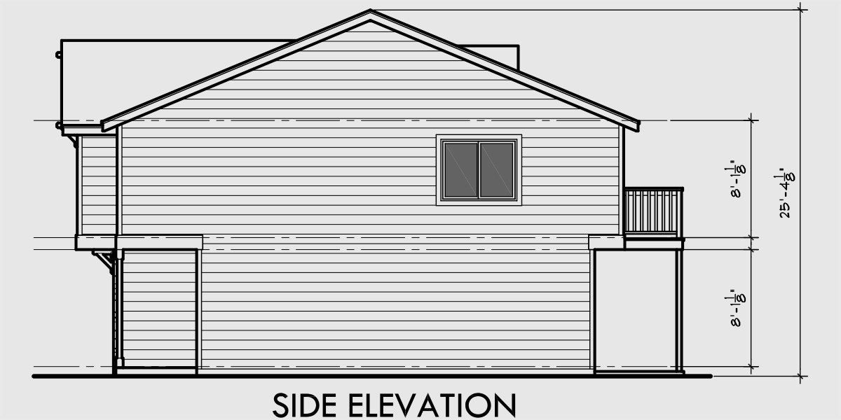 House rear elevation view for F-576 Florida vernacular architectural style, row house plan with pastel colors, Bahama shutters F-576