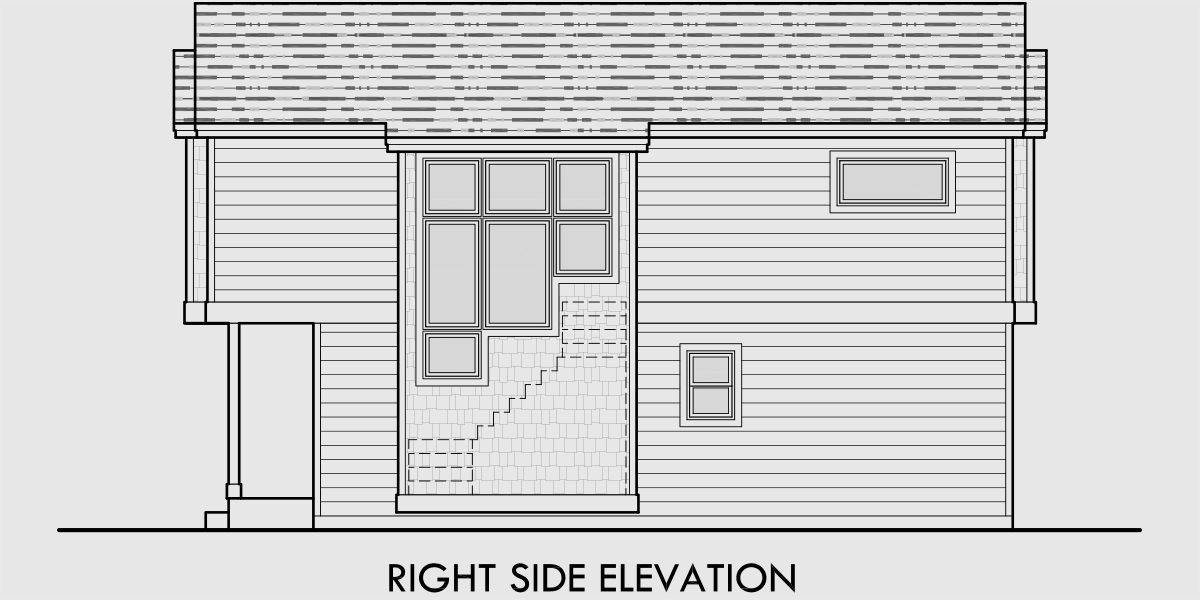 House rear elevation view for 10188 Skinny single family house with a narrow 15 ft. wide foundation