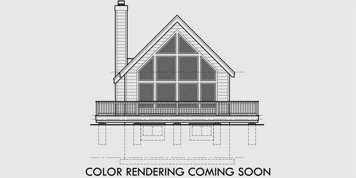 House front color elevation view for 10194 A-Frame, house plans with basement, wrap around deck