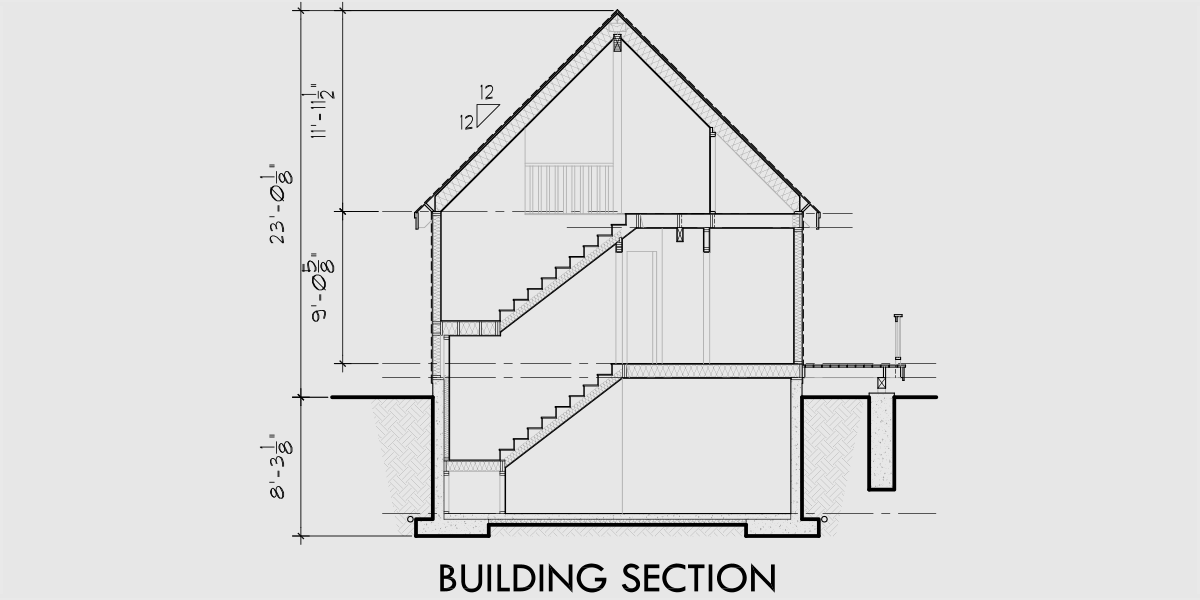 House rear elevation view for 10194 A-Frame, house plans with basement, wrap around deck