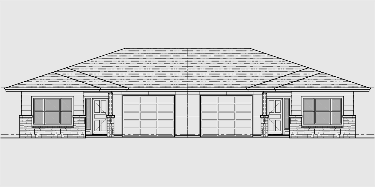 House front drawing elevation view for D-630  Modern Prairie Style House Plan