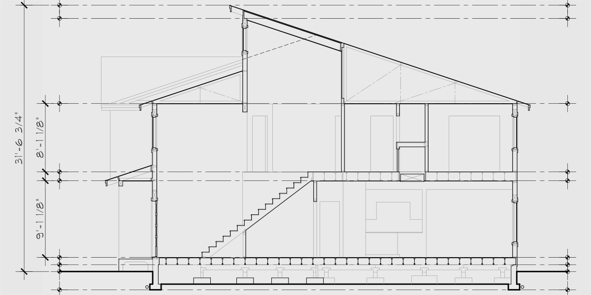House rear elevation view for F-609 Modern 4 unit town house plan