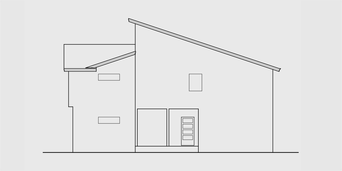 House rear elevation view for F-610 Luxury townhouse plan with 2 car garage F-610