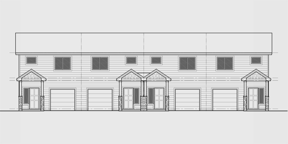 House front drawing elevation view for F-600 Four Plex F-600 Floor Plan 