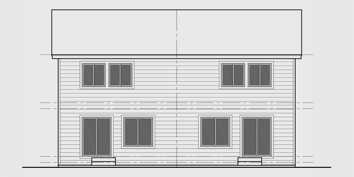 House side elevation view for D-662 Double Master Bedroom, Town House duplex D-662