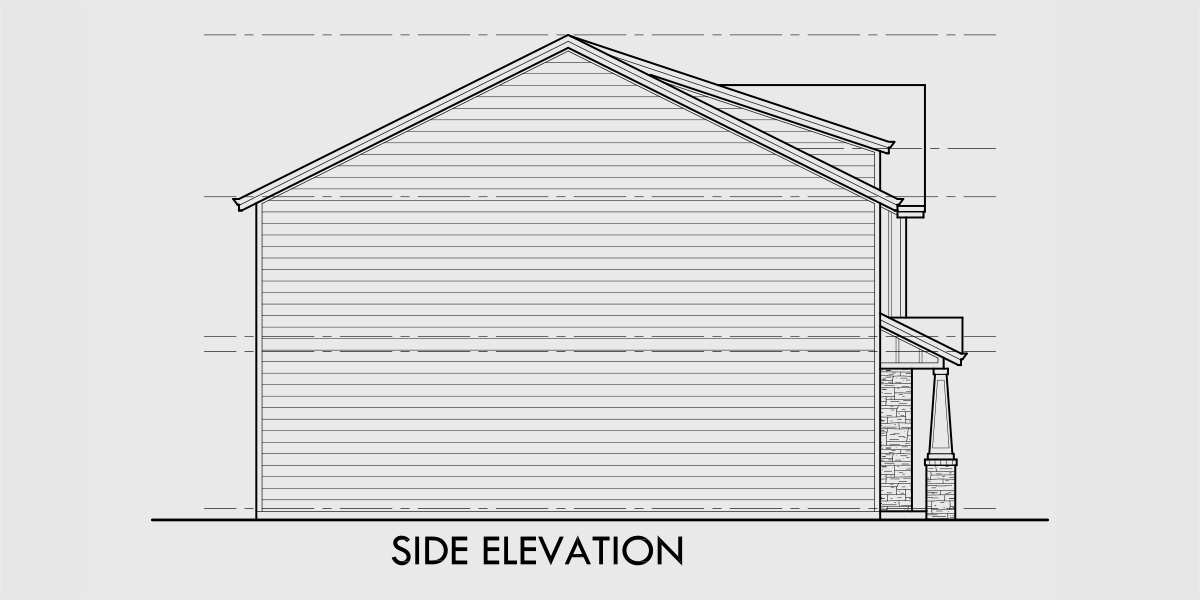 House rear elevation view for D-680 Designer materials on exterior custom duplex D-680