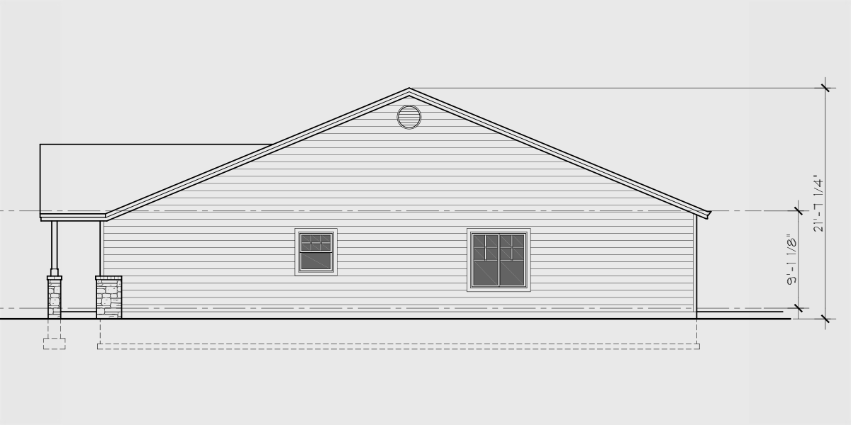 House rear elevation view for D-688 Wheelchair accessible, 36