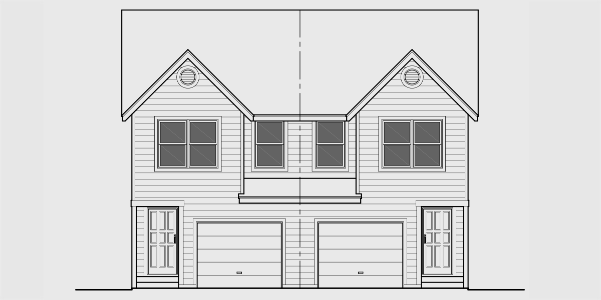 House front drawing elevation view for D-705 Narrow 36 ft wide duplex plan front elevation D-705