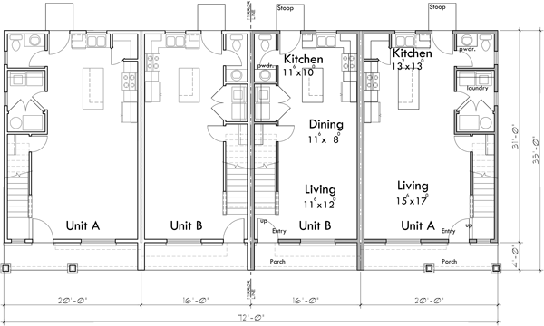 Main Floor Plan 2 for F-654 Uncover the architectural beauty of our 4-unit townhouses, complete with 2 & 3 bedroom units and a front elevation that makes a statement. Envision your dream home now!