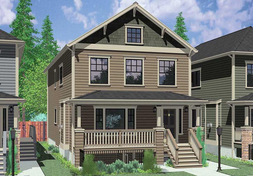 Multi generational Duplex House Plan D-593