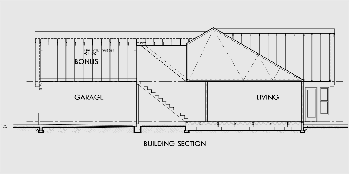 Additional Info for One Story House Plans, house plans with bonus room over garage, house plans with shop, 10059