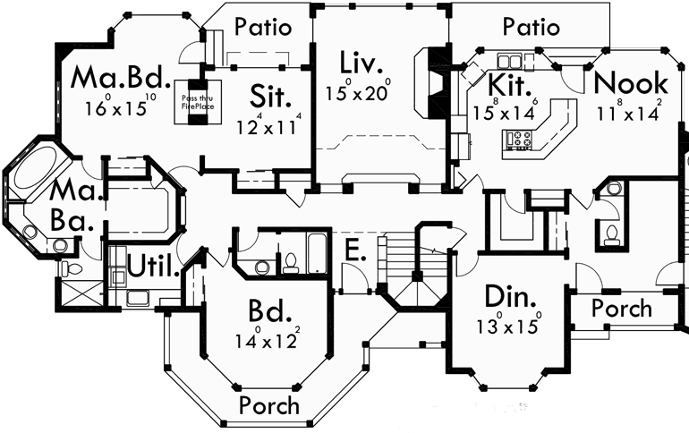 Main Floor Plan 2 for 9985 Luxury house plans, main floor master bedroom, victorian house plans, luxury master suite, house plans with bonus room, 9985