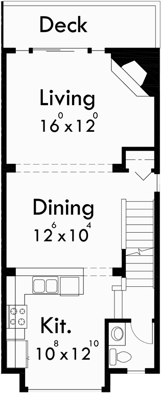 Main Floor Plan for D-526 Duplex house plans, narrow lot townhouse plans, D-526