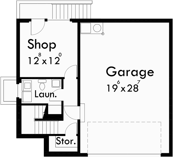 Lower Floor Plan for 10060 Daylight basement house plans, Craftsman house plans, house plans with wrap around porch, large kitchen island, 3 bedroom house plans, 10060