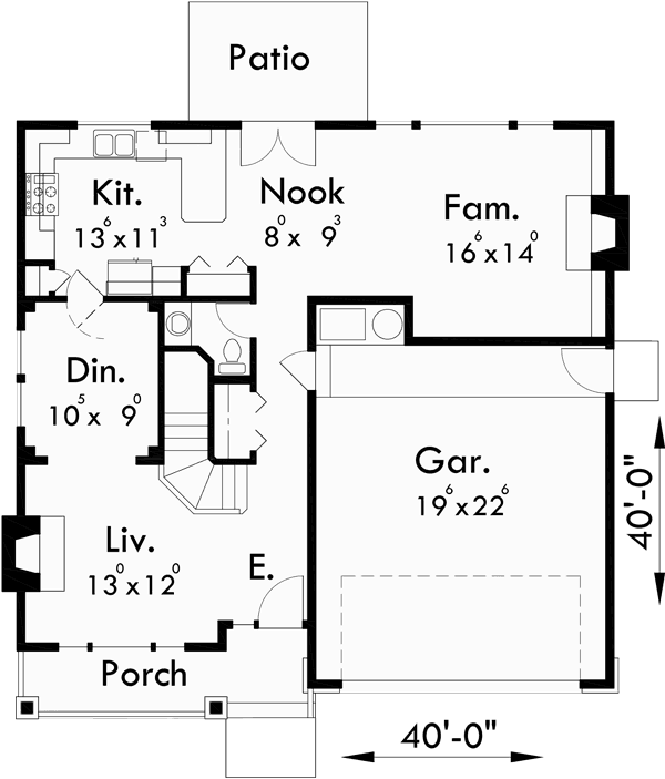 Two Story Craftsman Plan  With 4 Bedrooms 40  Ft Wide X  40  