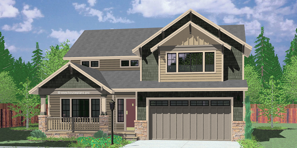 two story craftsman plan with 4 bedrooms 40 ft wide x 40 ft deep