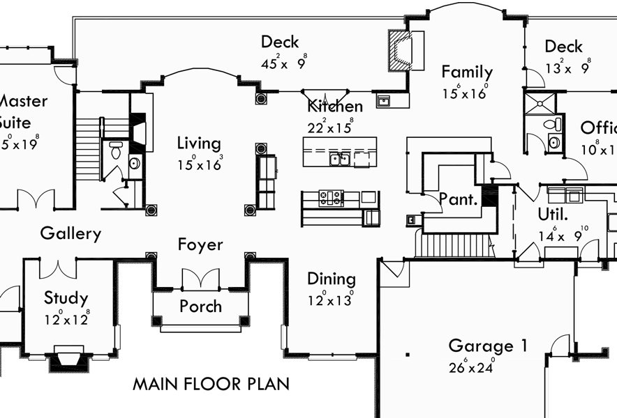 Main Floor Plan 2 for 10080 Luxury house plans, master on the main house plans, house plans with side garage, house plans with basement, house plans with loft, house plans with 4 car garage, 10080