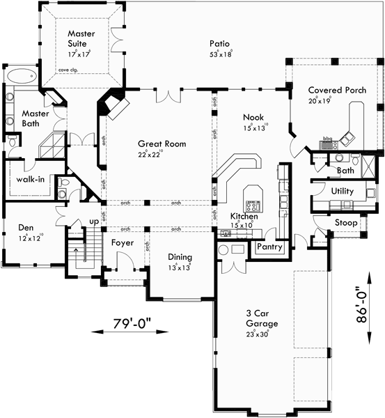 Main Floor Plan for 10090 Luxury house plans, main floor master bedroom, house plans with outdoor kitchen, house plans with outdoor living, 10090