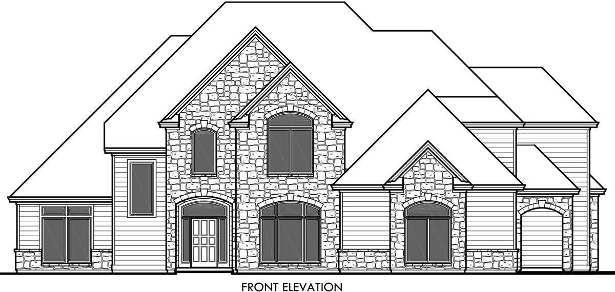 House rear elevation view for 10090 luxurious house plans master on the main floor plans outdoor kitchen balcony bonus room large kitchen side load garage coffered ceiling