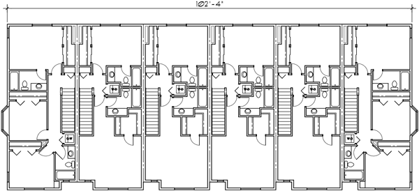  Row  House  Plans  Town Home  Plans  Six Units Tandem Garage