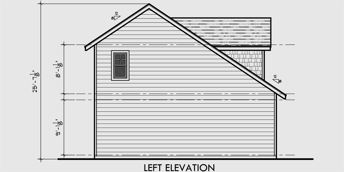 House side elevation view for CGA-97 Studio Garage Plans, apartment over garage, 3 car garage plans, CGA-97