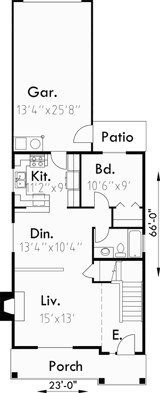 House Plan 40839 Narrow Lot Style