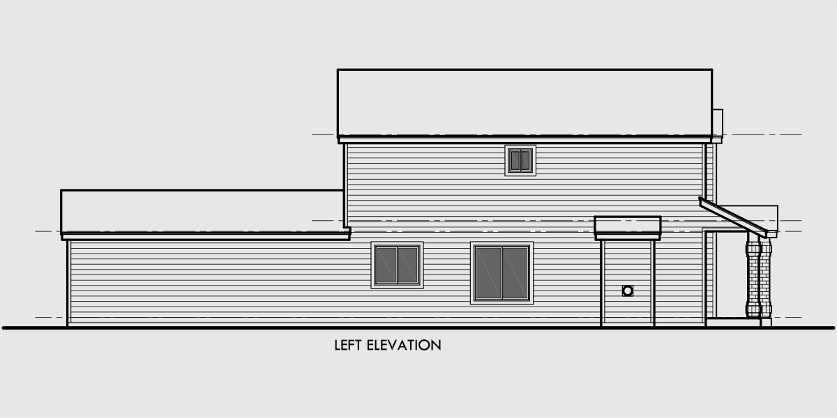 House side elevation view for 9984 Narrow lot house plans, house plans with rear garage, small lot house plans, 9984