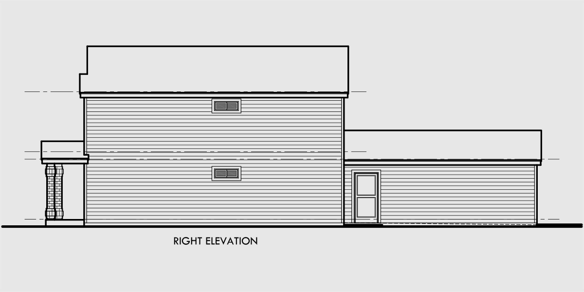 House rear elevation view for 9984 Narrow lot house plans, house plans with rear garage, small lot house plans, 9984