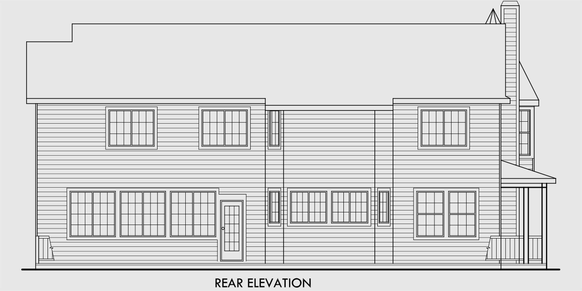 House side elevation view for 9891 Victorian House Plan, house turret, side load garage, wrap around porch, house plans with bonus room, 9891