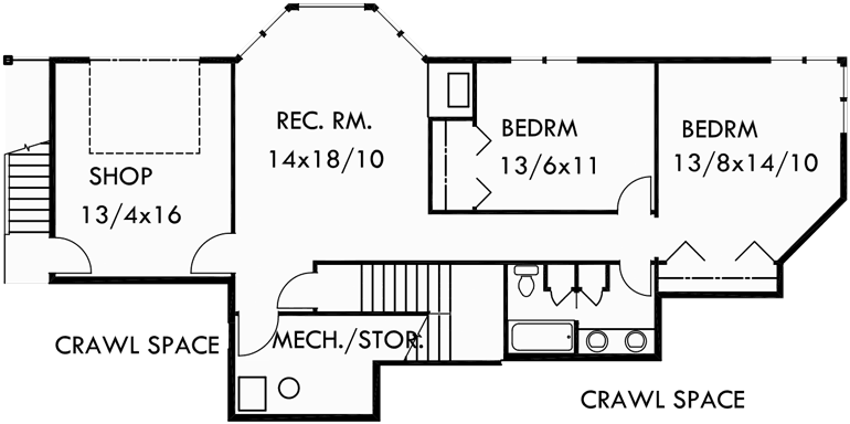 Basement Floor Plan for 9863 House plans, side entry garage, house plans with shop, daylight basement house plans