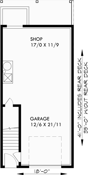 Lower Floor Plan for D-405 Duplex house plans, townhouse plans, 2 bedroom duplex plans, duplex with garage, D-405