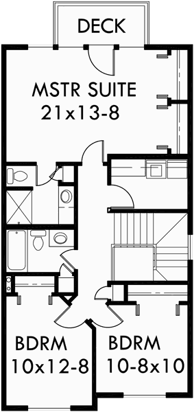 Upper Floor Plan for D-423 Duplex house plans, daylight basement house plans, D-423