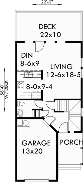 Main Floor Plan for D-423 Duplex house plans, daylight basement house plans, D-423