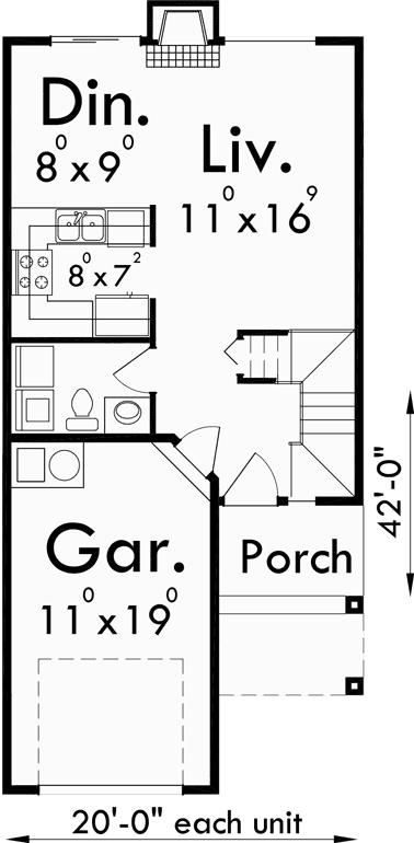 Row House Plans 3 Bedroom Duplex House Plans 2 Story Duplex