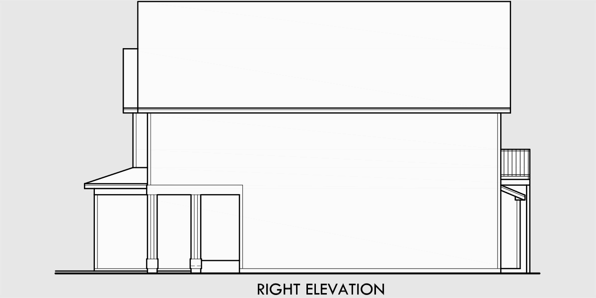 House rear elevation view for D-319 Row house plans, 3 bedroom duplex house plans, 2 story duplex house plans, D-319