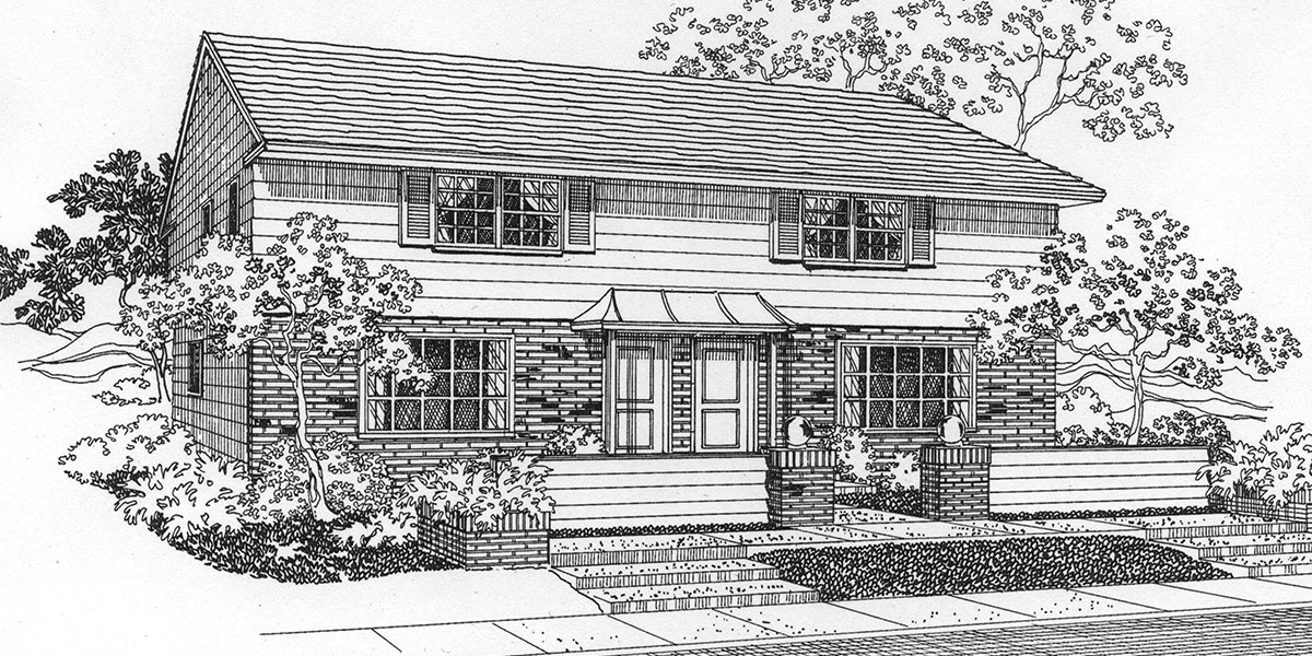 D-036 Duplex House Plans, small duplex house plans, 3 bedroom duplex house plans, D-036