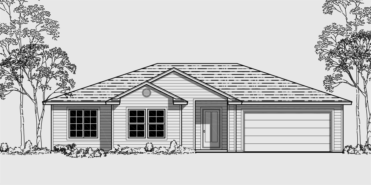 One Story House  Plans  50 Wide House  Plans  9921