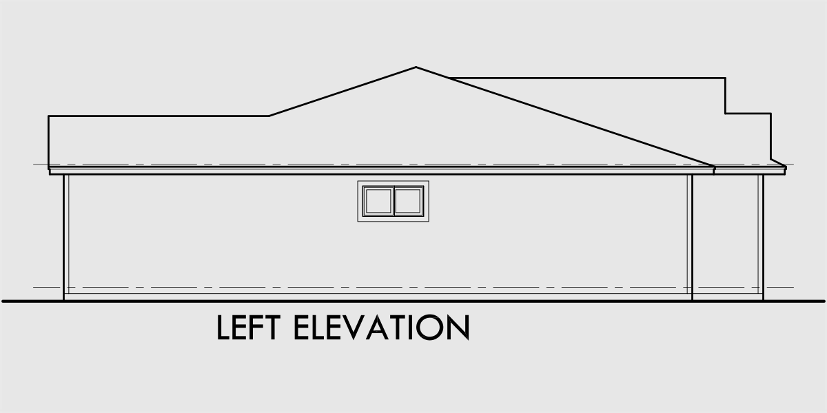 House rear elevation view for 9921 One story house plans, 50 wide house plans, 9921