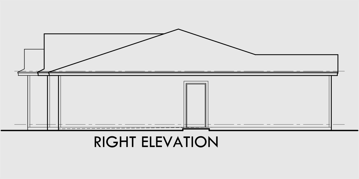 House rear elevation view for 9921 One story house plans, 50 wide house plans, 9921