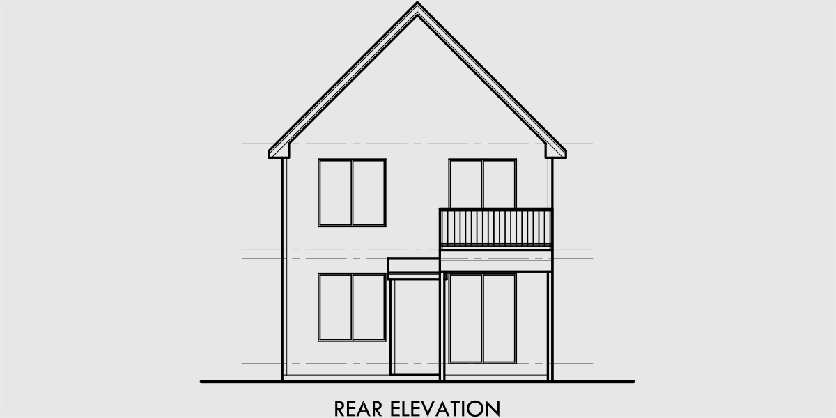 House front drawing elevation view for 9920 Narrow lot house plans, small lot house plans, 20 ft wide house plans, affordable house plans, 9920