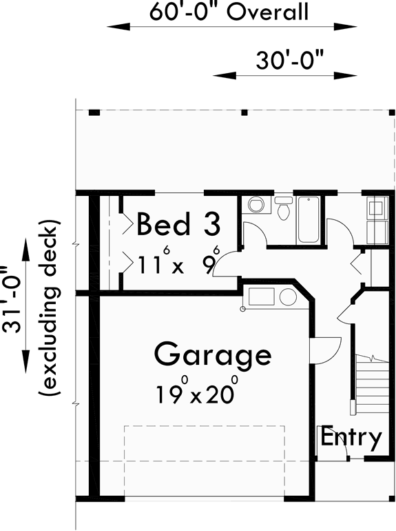 Lower Floor Plan for D-513 Duplex house plans, multi family beach rental house plans, duplex house plans with garage, D-513