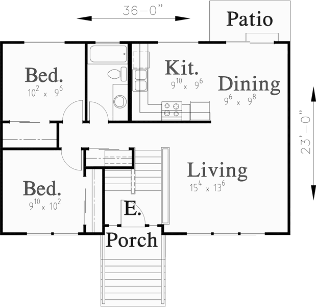 Main Floor Plan for 9935 Split level house plans, small house plans, house plans with daylight basement, narrow house plans, 9935