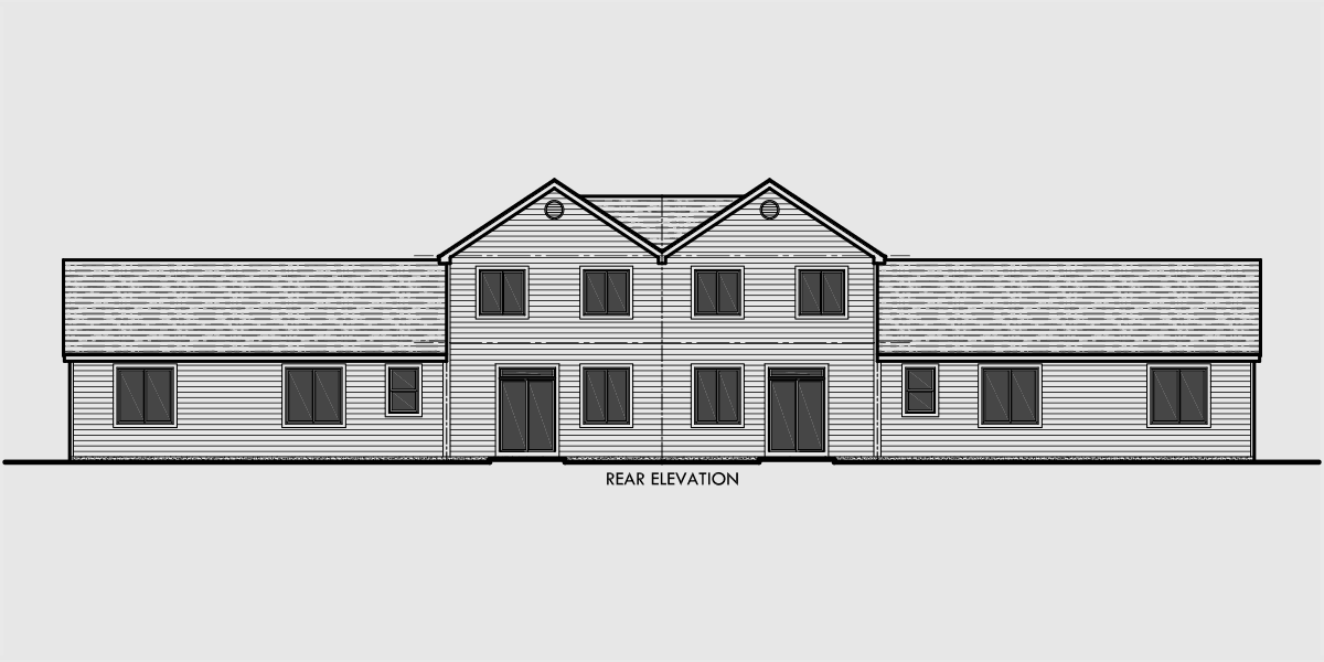 House front drawing elevation view for F-543 Multiplex house plans, Multi level house plans, F-543