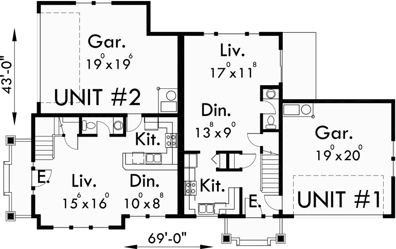 Elegant 40 Corner Lot Duplex House Plans