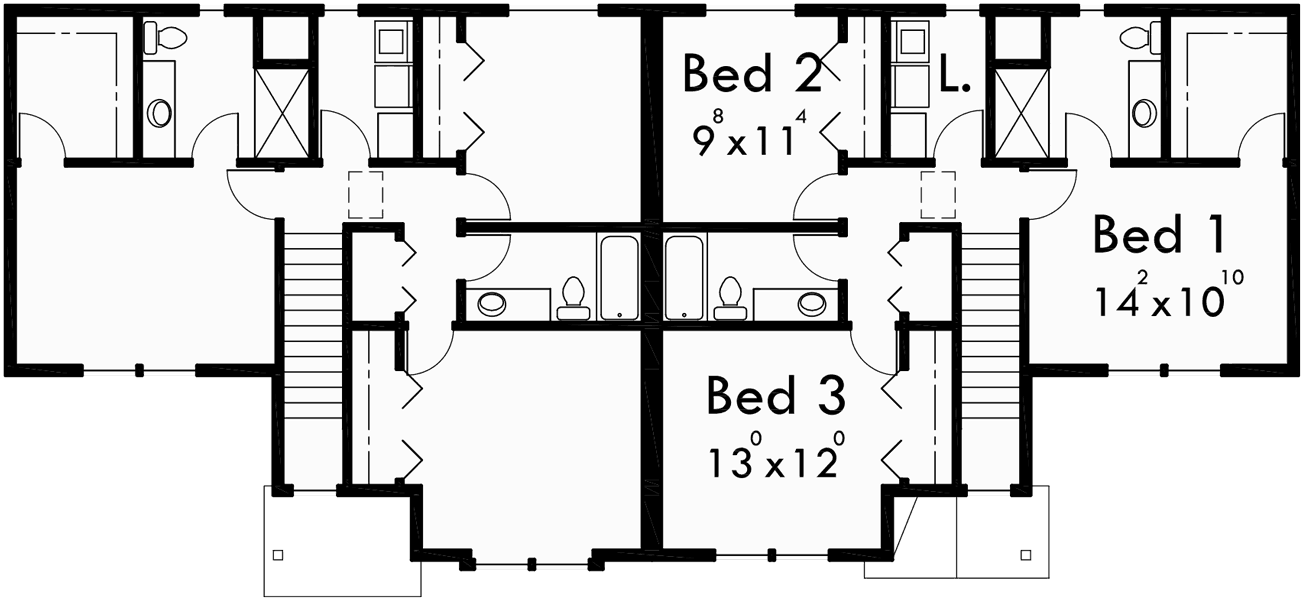 Duplex House Plans, 3 Bedroom Duplex House Plans, 2 Story ...