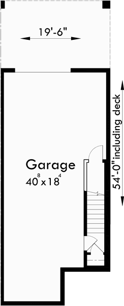 Basement Floor Plan for D-522 Duplex House Plans, Sloping Lot Plans, View Deck, Duplex House Plans with Basement