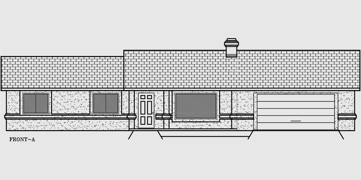 House front color elevation view for 10017WD One story house plans, ranch house plans, 4 bedroom house plans, 10017wd