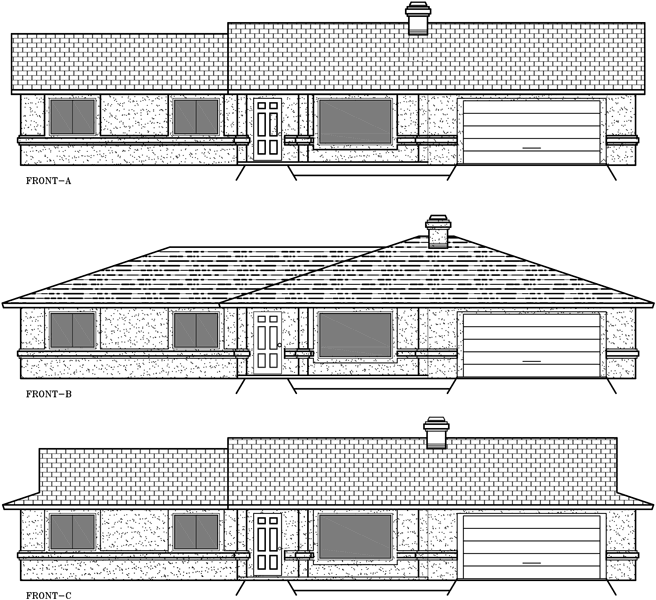 Additional Info for One story house plans, ranch house plans, 4 bedroom house plans, 10017wd
