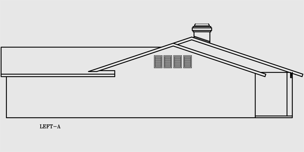 House side elevation view for 10017WD One story house plans, ranch house plans, 4 bedroom house plans, 10017wd