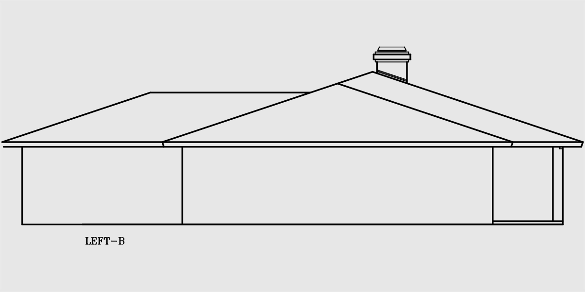 House rear elevation view for 10017WD One story house plans, ranch house plans, 4 bedroom house plans, 10017wd